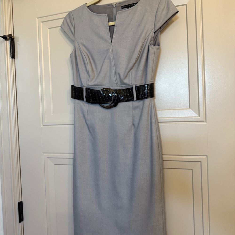 Elegant Antonio Melani Gray Dress with Belt